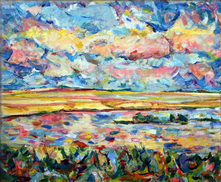 Река. Облака — живопись Николая Аржанова