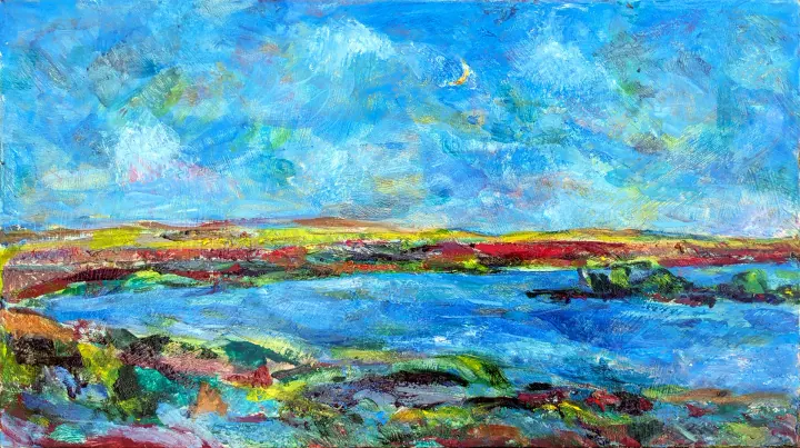 Пейзаж с луной — живопись Николая Аржанова